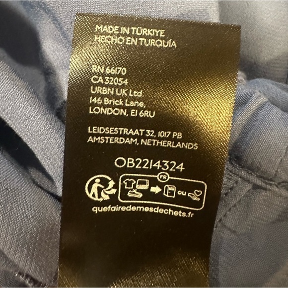 Anthropologie Lace Trim Silky Pants Size Medium Blue Drawstring Waist Pockets - Picture 12 of 14